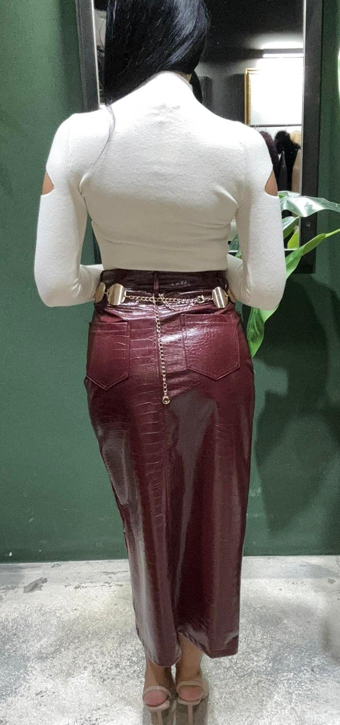 Gonna tubino in ecopelle stampa cocco