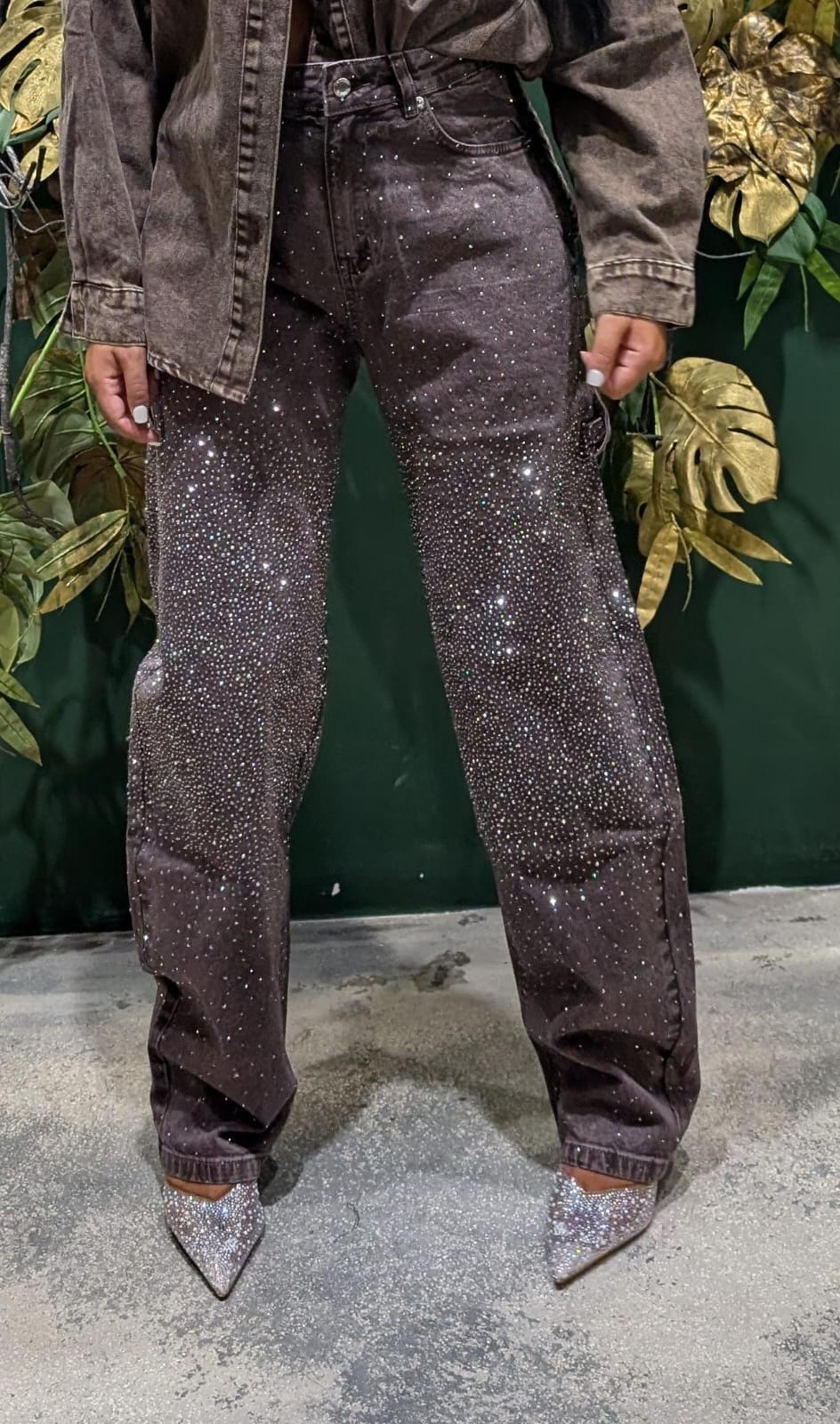 Pantaloni  Balloon donna con brillanti marroni