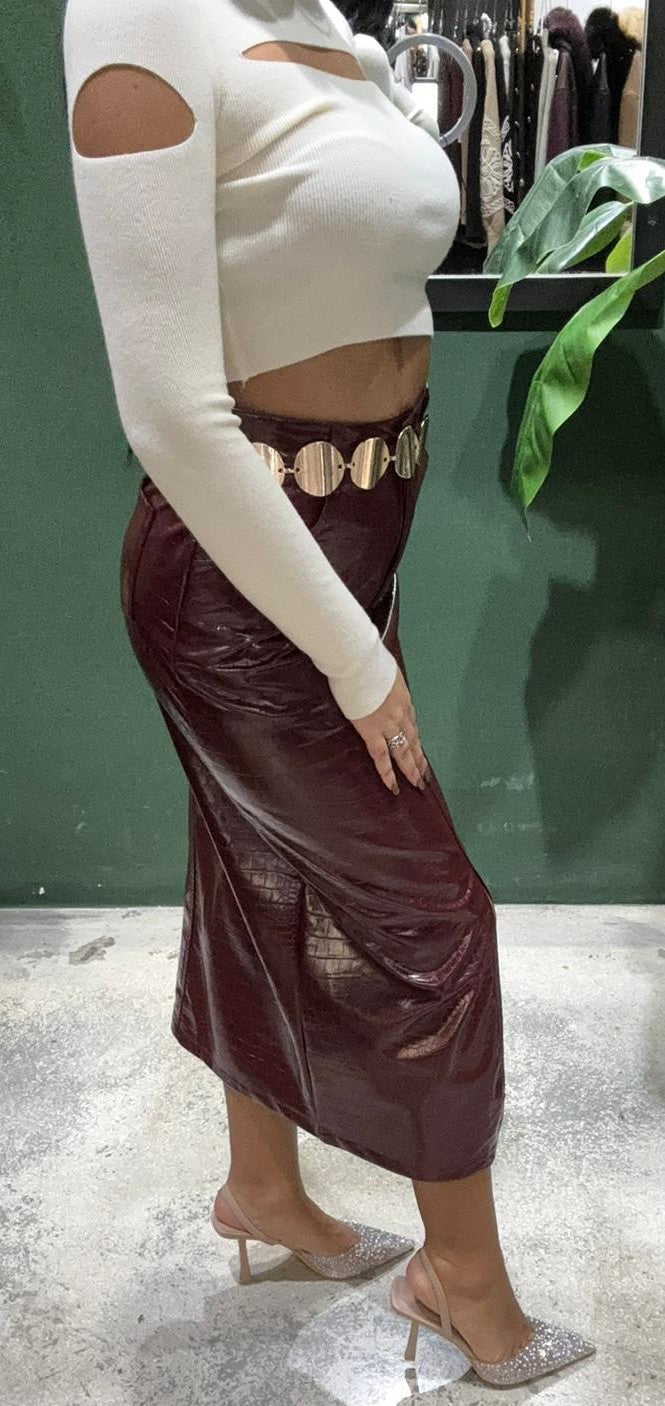 Gonna tubino in ecopelle stampa cocco