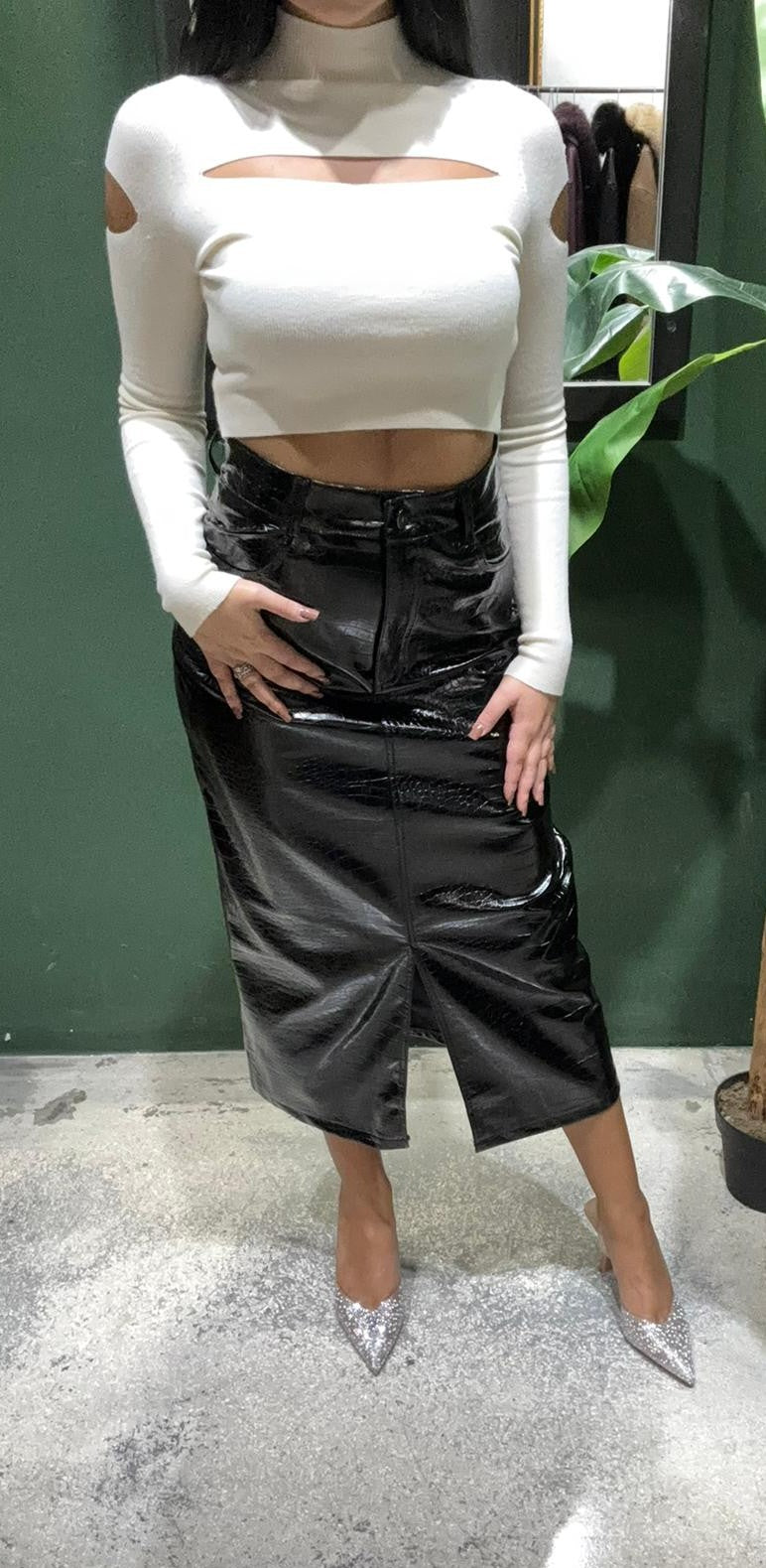 Gonna tubino in ecopelle stampa cocco