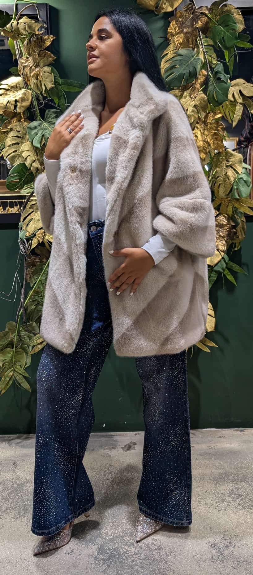 Mantella in ecovisone collo pistagnetta