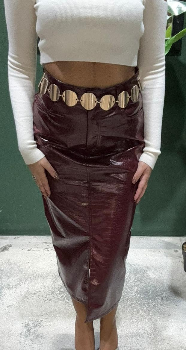 Gonna tubino in ecopelle stampa cocco