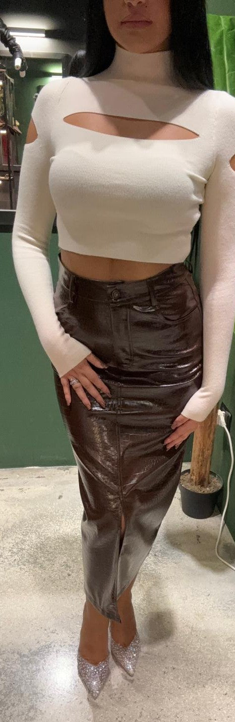 Gonna tubino in ecopelle stampa cocco