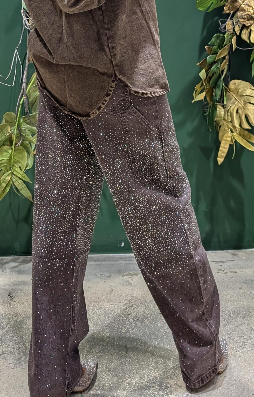 Pantaloni  Balloon donna con brillanti marroni