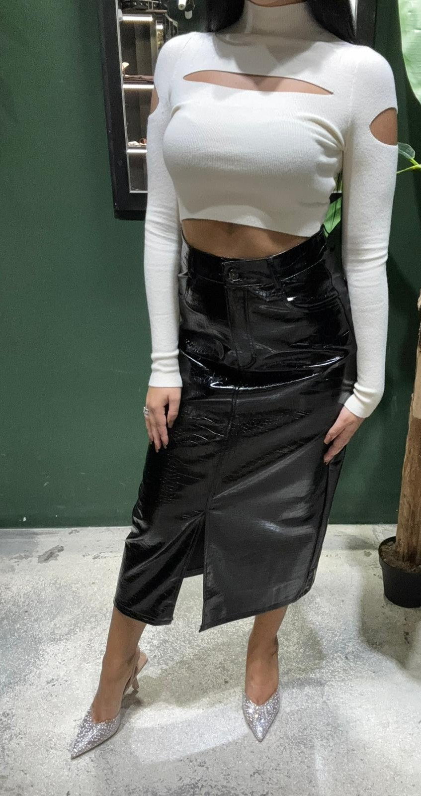 Gonna tubino in ecopelle stampa cocco