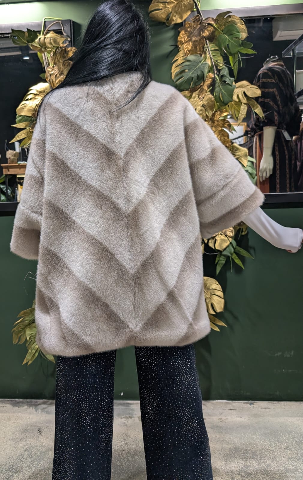 Mantella in ecovisone collo pistagnetta