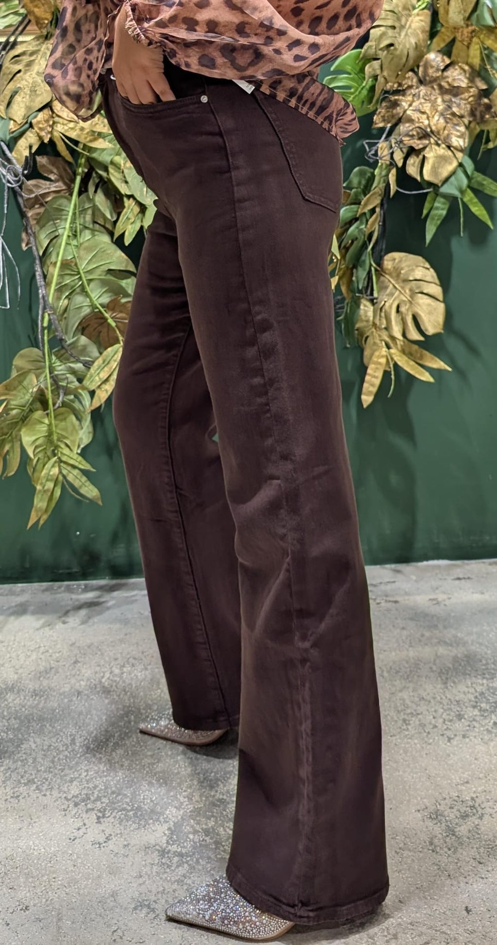 Pantaloni elasticizzati donna marroni , gamba tubolare
