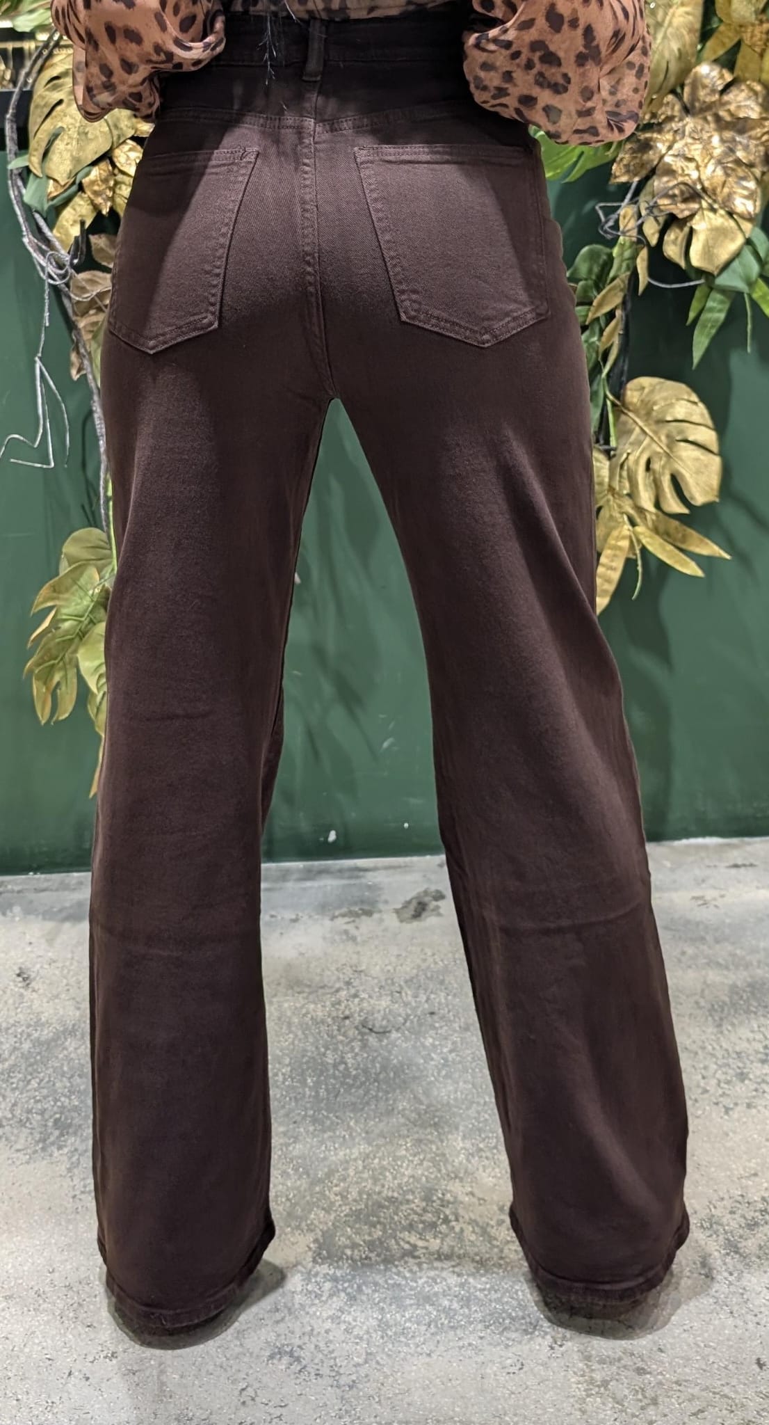 Pantaloni elasticizzati donna marroni , gamba tubolare