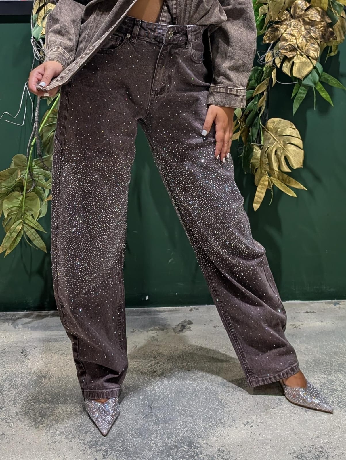 Pantaloni  Balloon donna con brillanti marroni