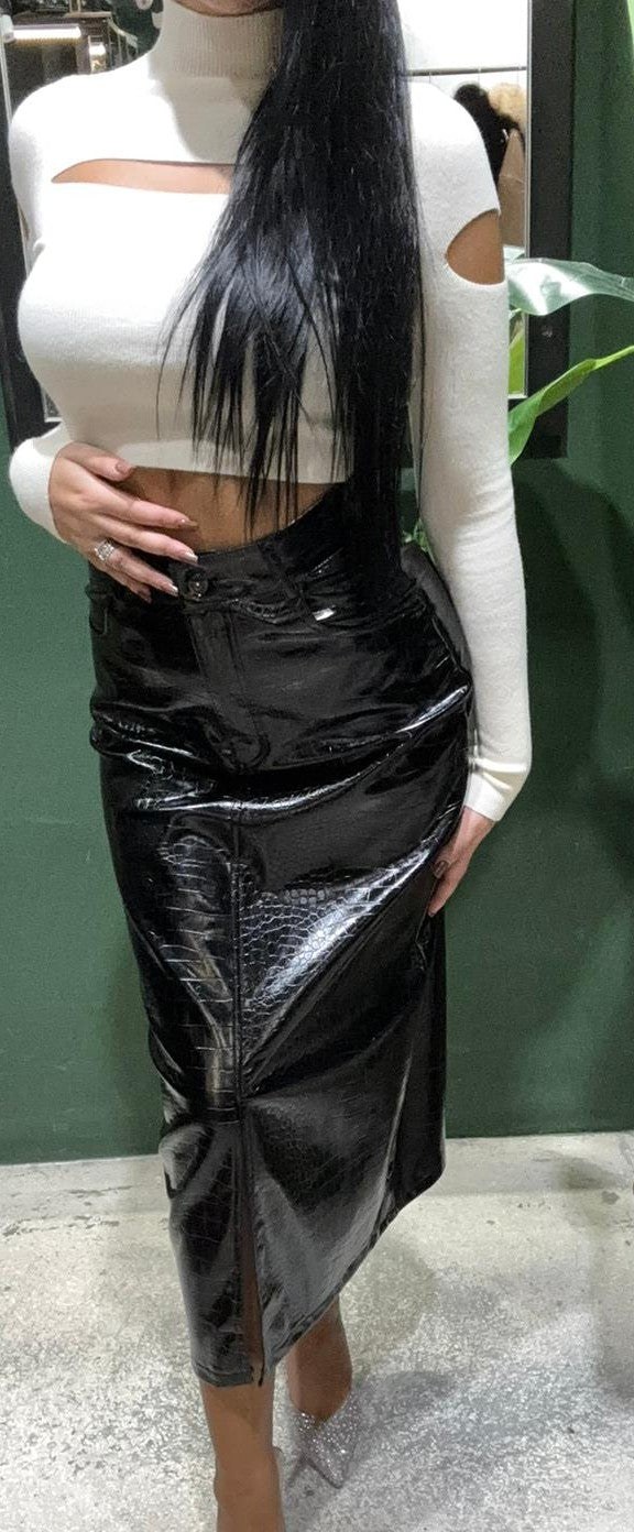 Gonna tubino in ecopelle stampa cocco