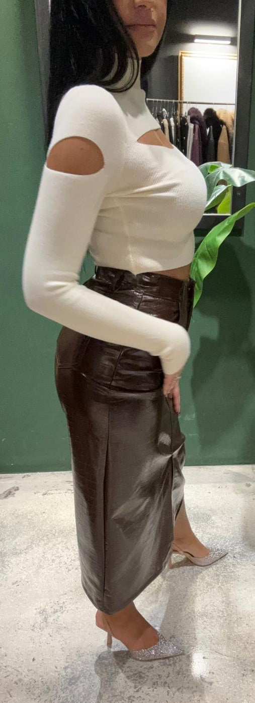 Gonna tubino in ecopelle stampa cocco