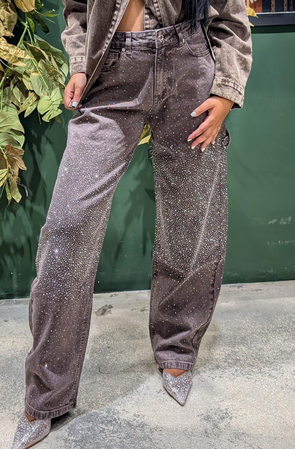 Pantaloni  Balloon donna con brillanti marroni